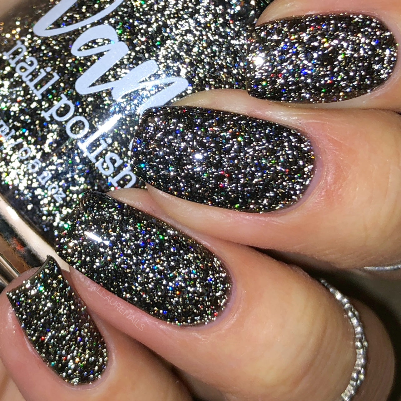 Shadow Dweller - Black Reflective Glitter Nail Polish - Bitten Collection - Dam Nail Polish