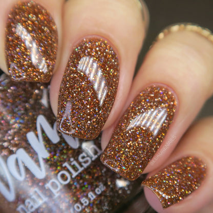 The Stakes Are Deadly - Burnt Orange Reflective Glitter Nail Polish - Bitten Collection - Dam Nail Polish