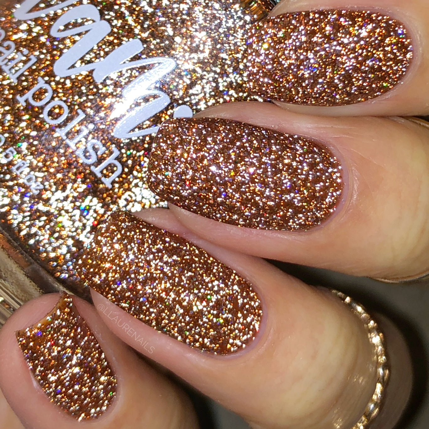 The Stakes Are Deadly - Burnt Orange Reflective Glitter Nail Polish - Bitten Collection - Dam Nail Polish