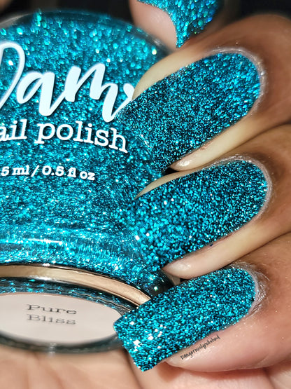 Pure Bliss - Teal Reflective Glitter Nail Polish - Dam
