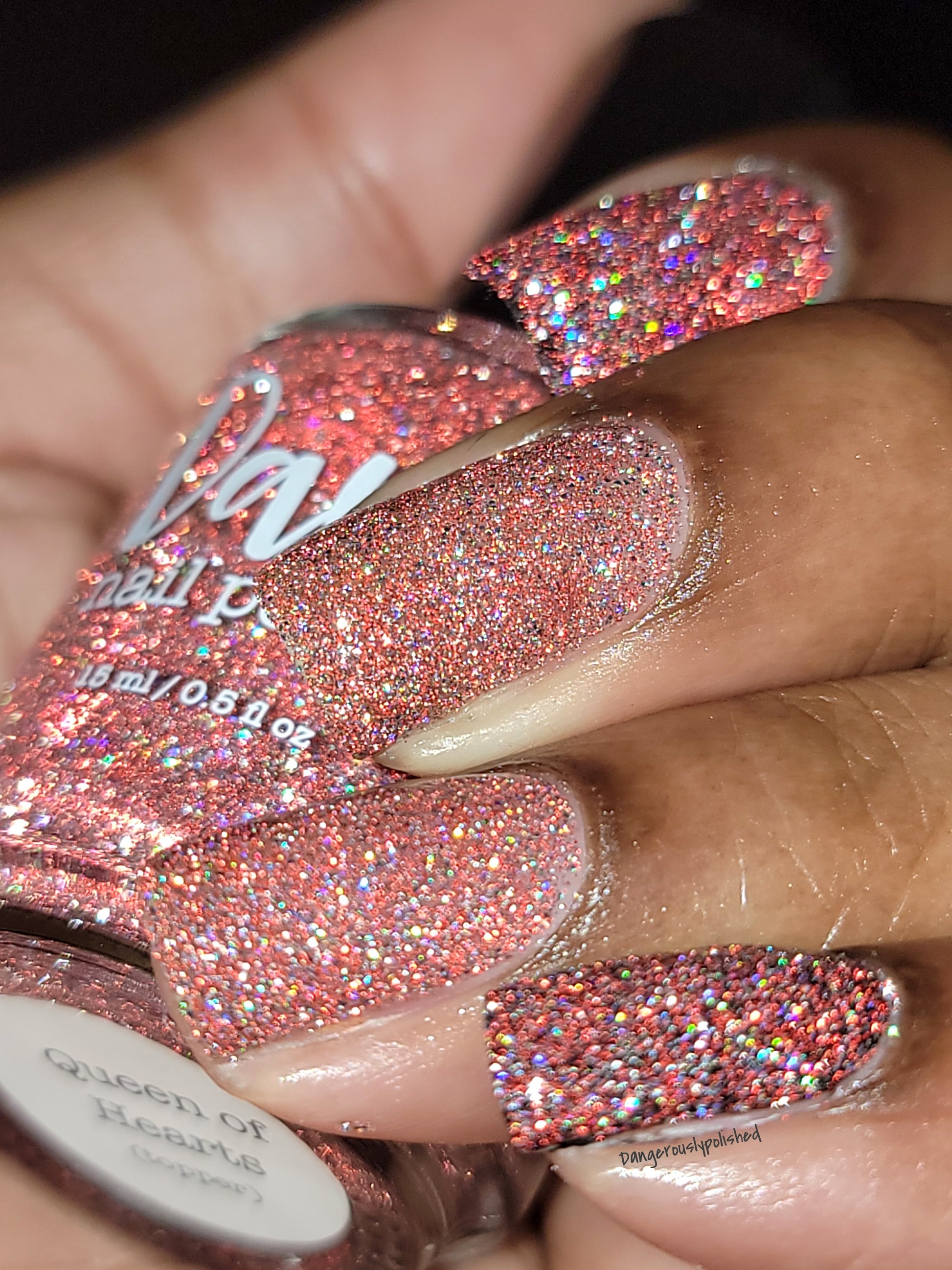 Queen of Hearts - Red Reflective Glitter Nail Polish - Dam
