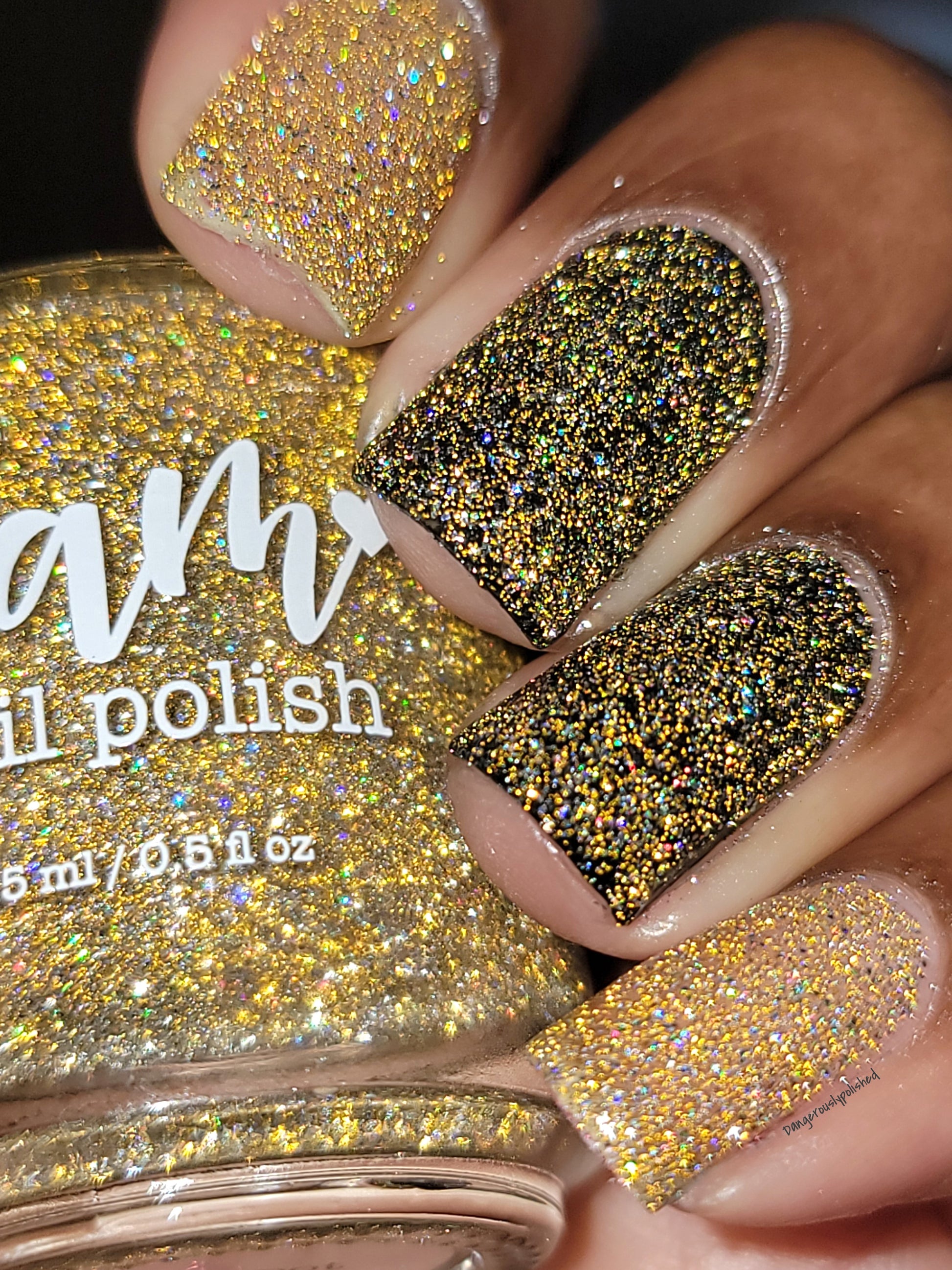 Jackpot - Gold Holographic Reflective Glitter Nail Polish - Dam