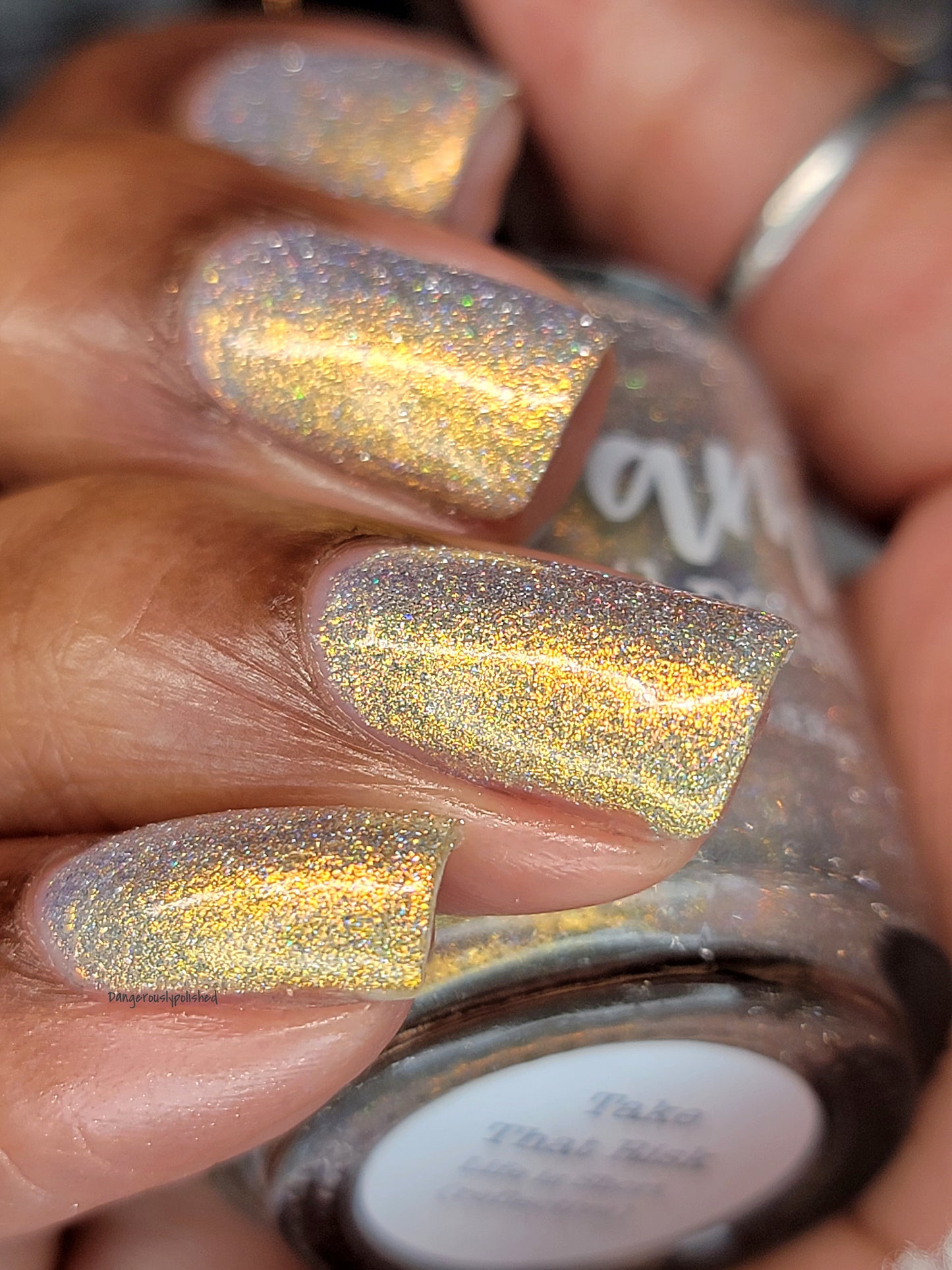 Take That Risk - Yellow Gold Shimmer - Silver Reflective Glitter Nail Polish - Life is Short Collection