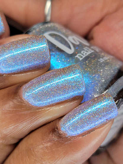 Choose Happiness - Teal Blue Shimmer - Silver Reflective Glitter Nail Polish - Life is Short Collection
