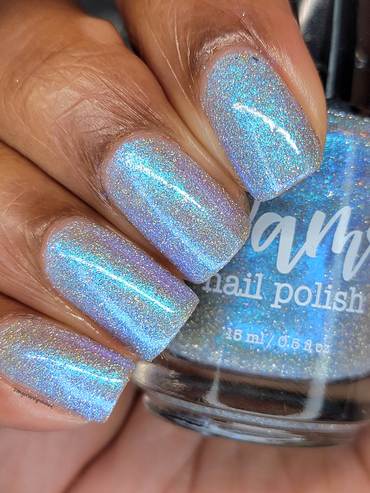 Choose Happiness - Teal Blue Shimmer - Silver Reflective Glitter Nail Polish - Life is Short Collection