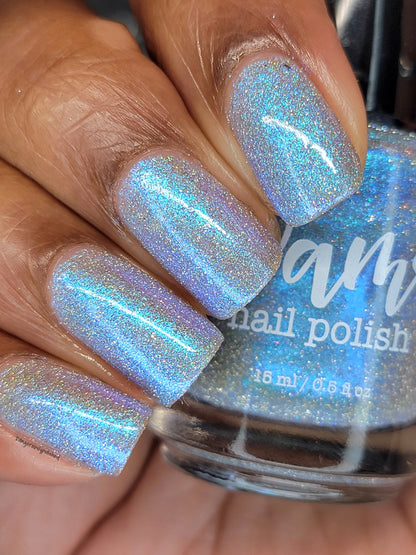 Choose Happiness - Teal Blue Shimmer - Silver Reflective Glitter Nail Polish - Life is Short Collection