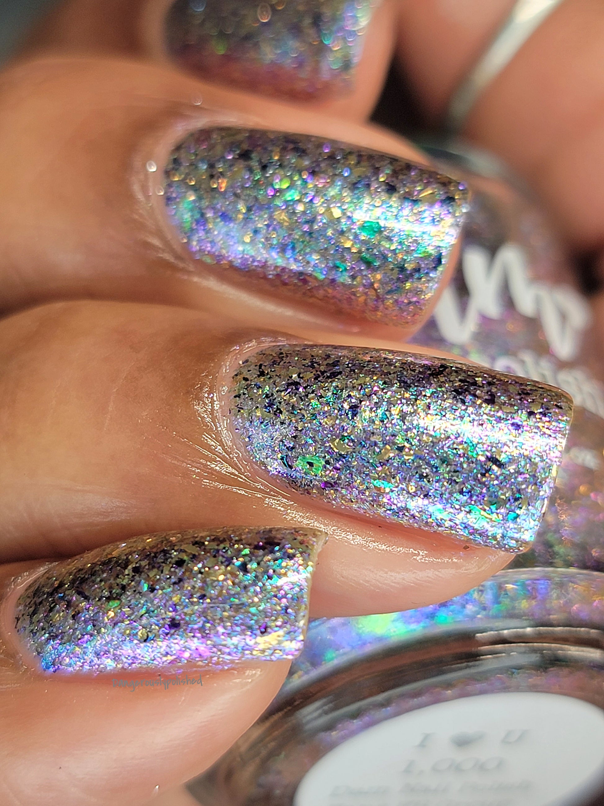 I ♥️ U 1,000 - Flakie Nail Polish - Facebook Fans Custom - Dam Nail Polish