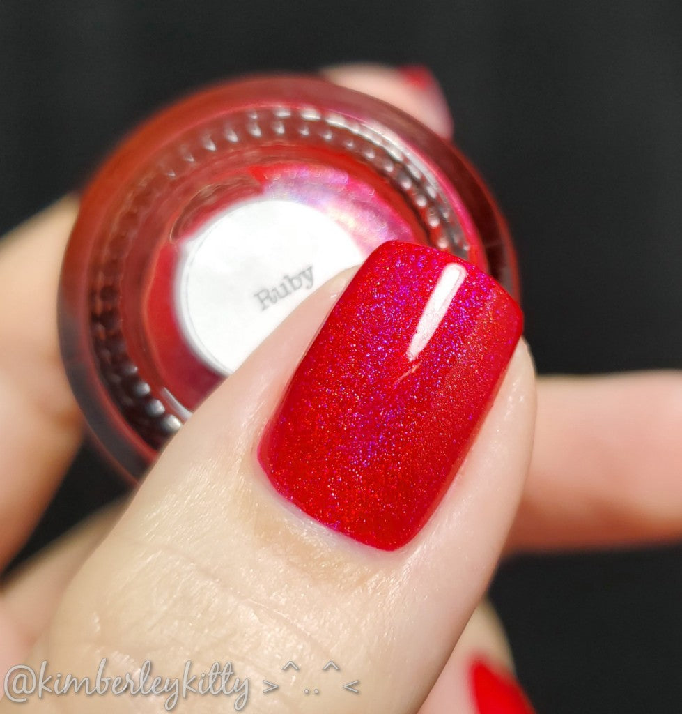 Ruby - Red Holographic Polish - Gemstone Collection Pt. 3 - Dam Nail Polish