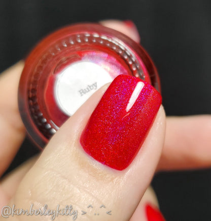Ruby - Red Holographic Polish - Gemstone Collection Pt. 3 - Dam Nail Polish