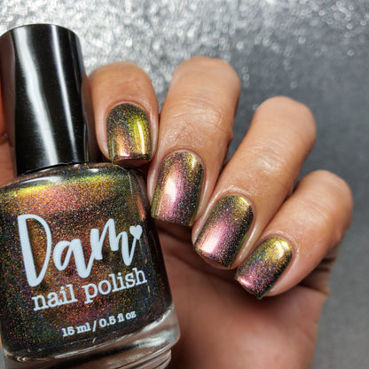 Quasar - Red/Gold/Bronze Magnetic Holographic Nail Polish - Astronomical Collection - Dam