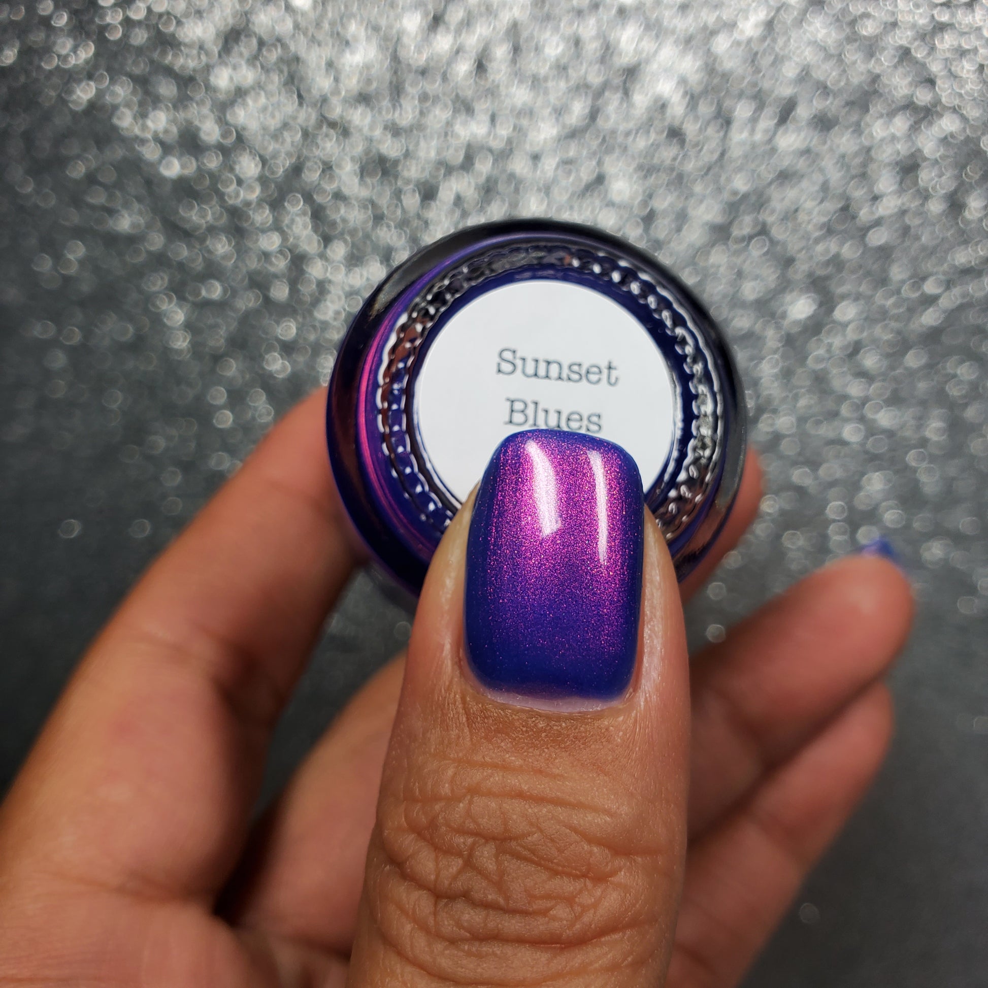 Sunset Blues - Blue Purple Shimmer Nail Polish - Dam