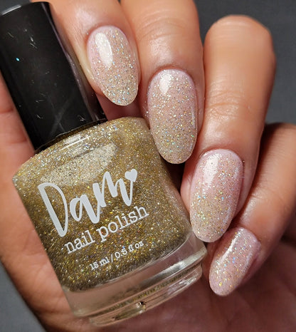 Jackpot - Gold Holographic Reflective Glitter Nail Polish - Dam