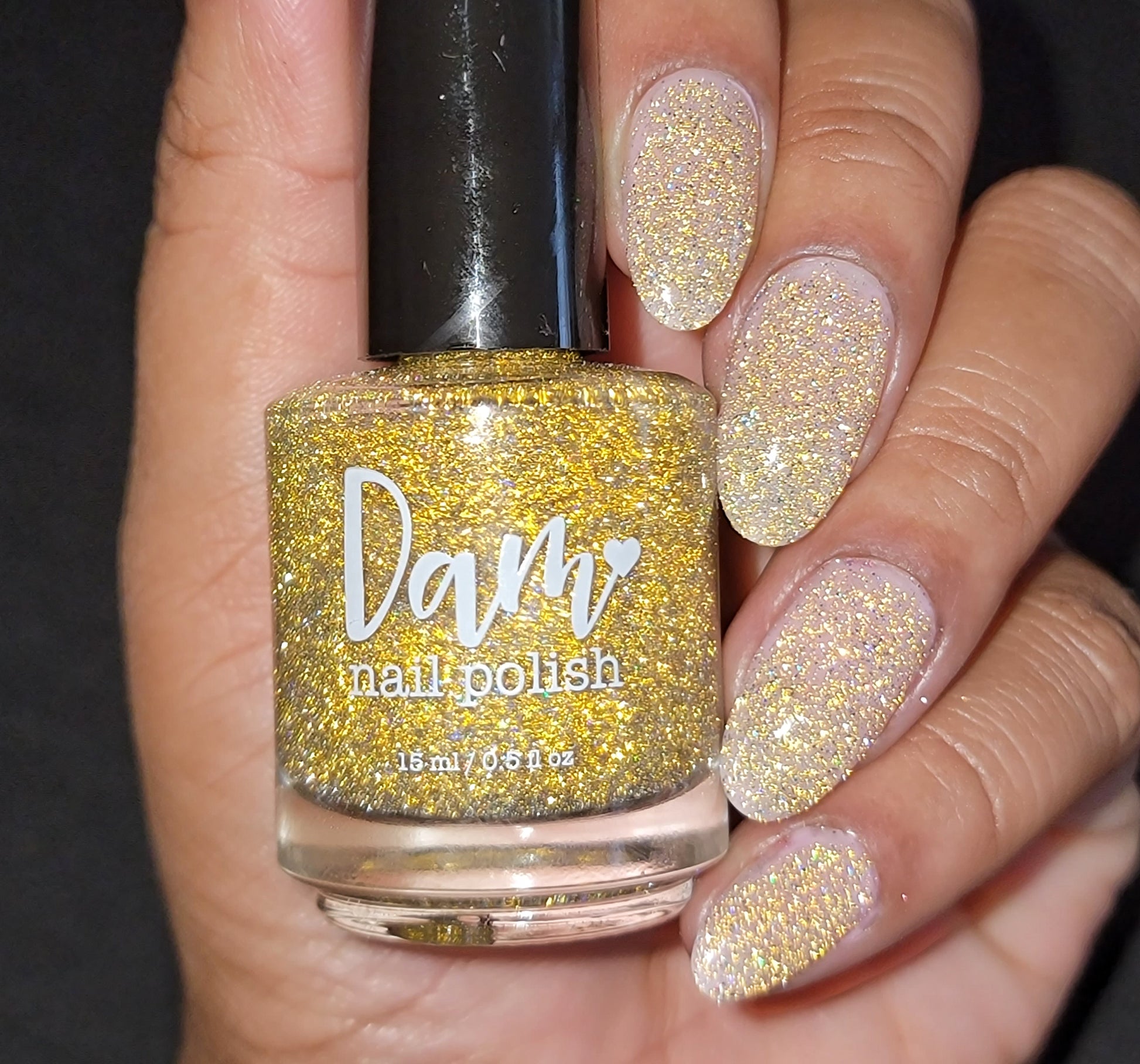 Jackpot - Gold Holographic Reflective Glitter Nail Polish - Dam