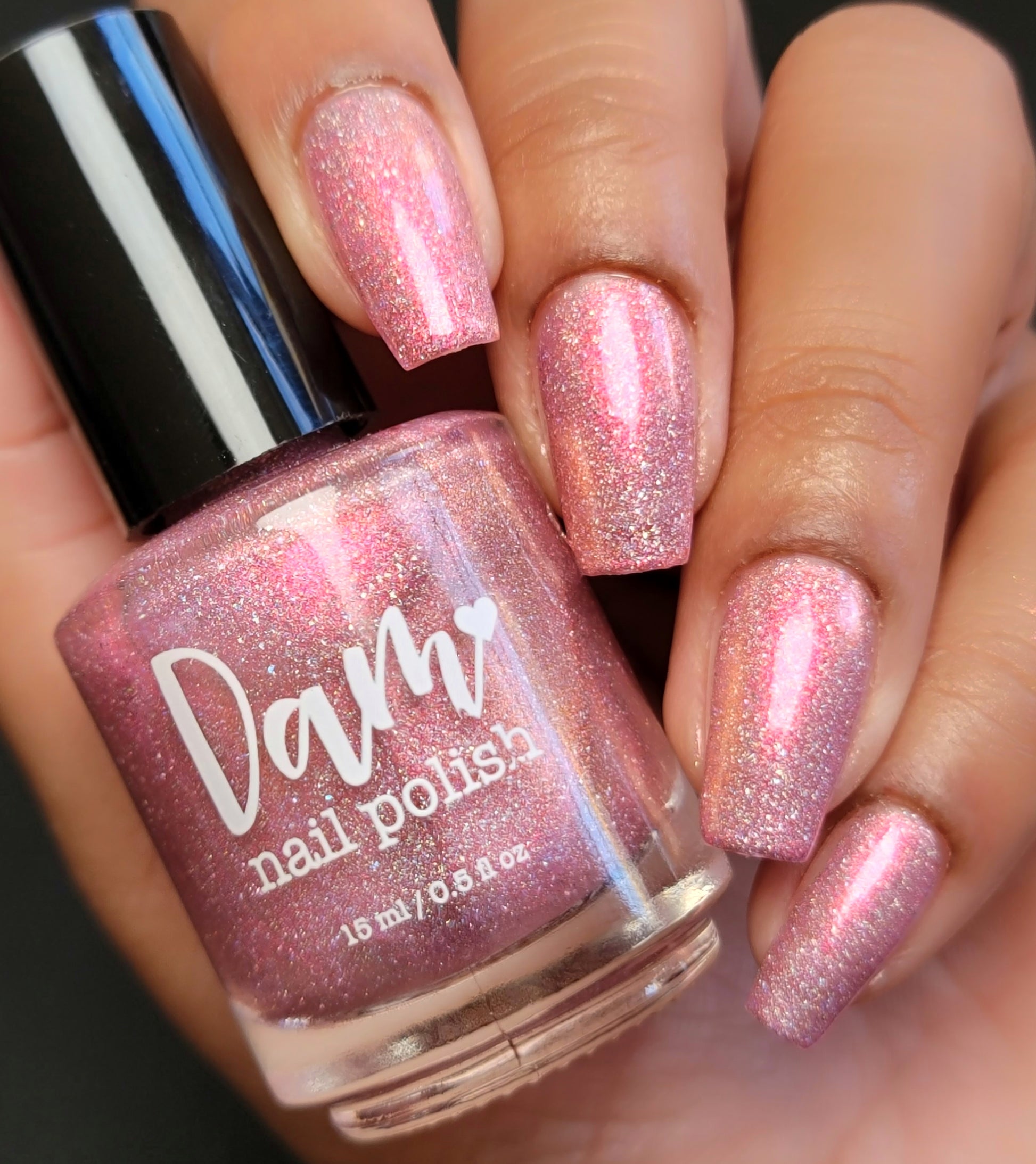 I Wear My ❤️ On My Nails - Pink Holo Nail Polish - Pink Shimmer Nail Polish - Valentine's Day Duo - Dam Nail Polish