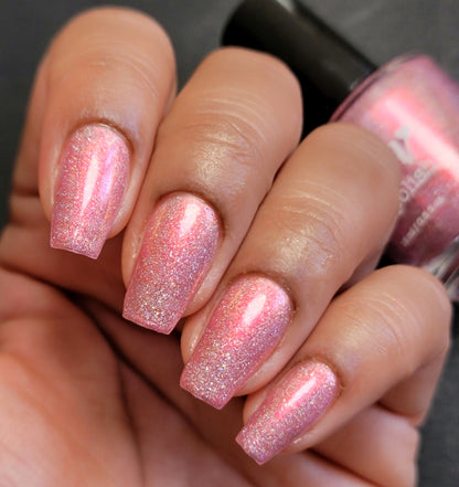 I Wear My ❤️ On My Nails - Pink Holo Nail Polish - Pink Shimmer Nail Polish - Valentine's Day Duo