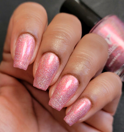 I Wear My ❤️ On My Nails - Pink Holo Nail Polish - Pink Shimmer Nail Polish - Valentine's Day Duo - Dam Nail Polish