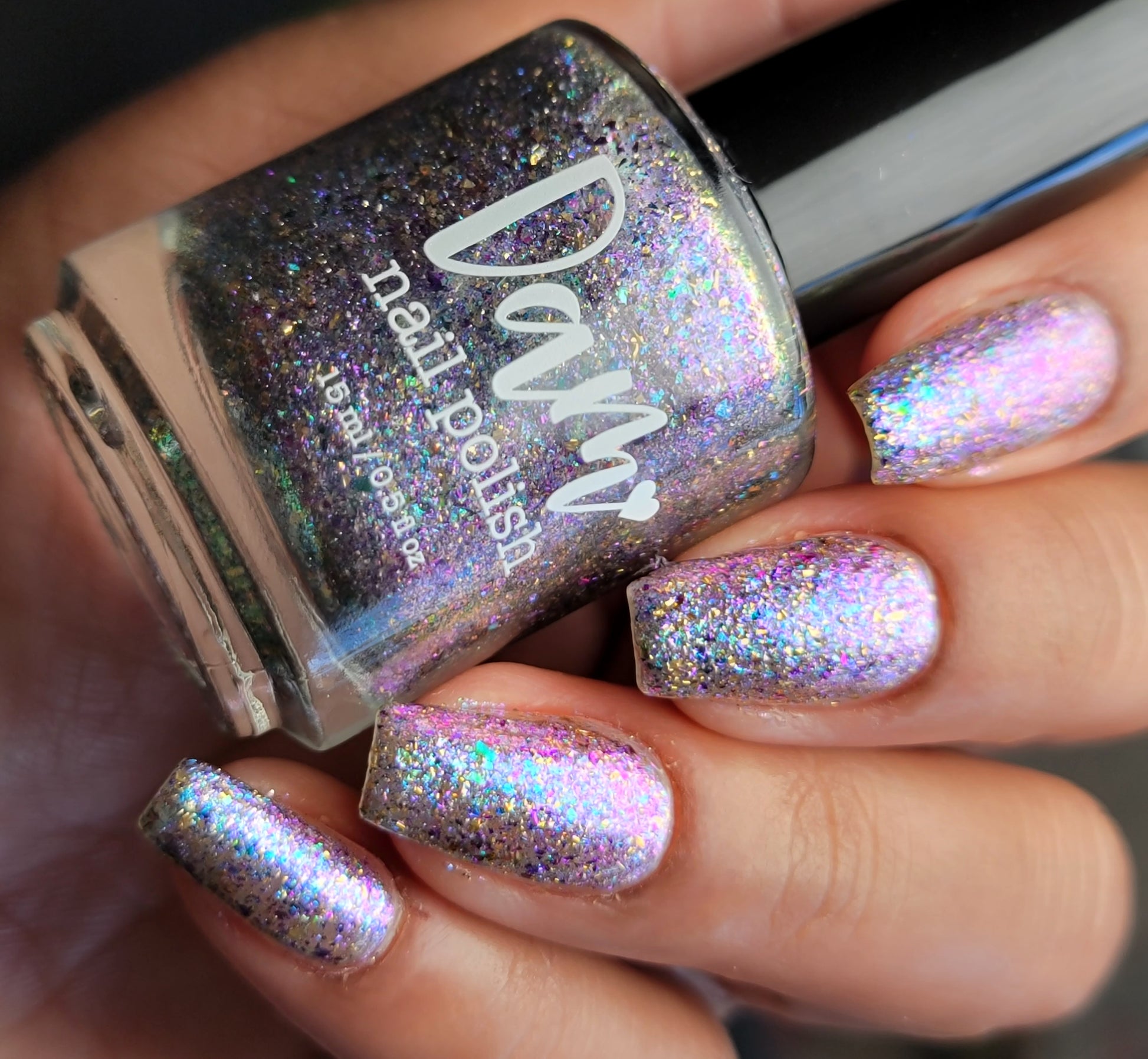I ♥️ U 1,000 - Flakie Nail Polish - Facebook Fans Custom - Dam Nail Polish