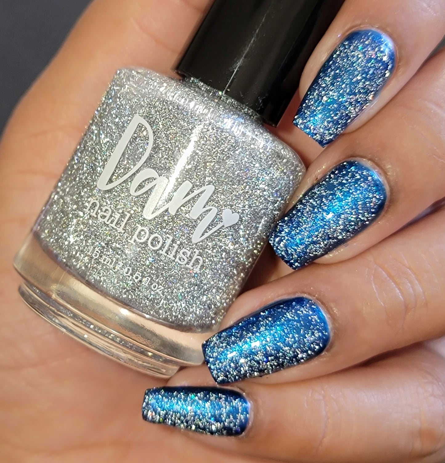 Go Fish - Silver Holographic Reflective Glitter Nail Polish - Dam Nail Polish
