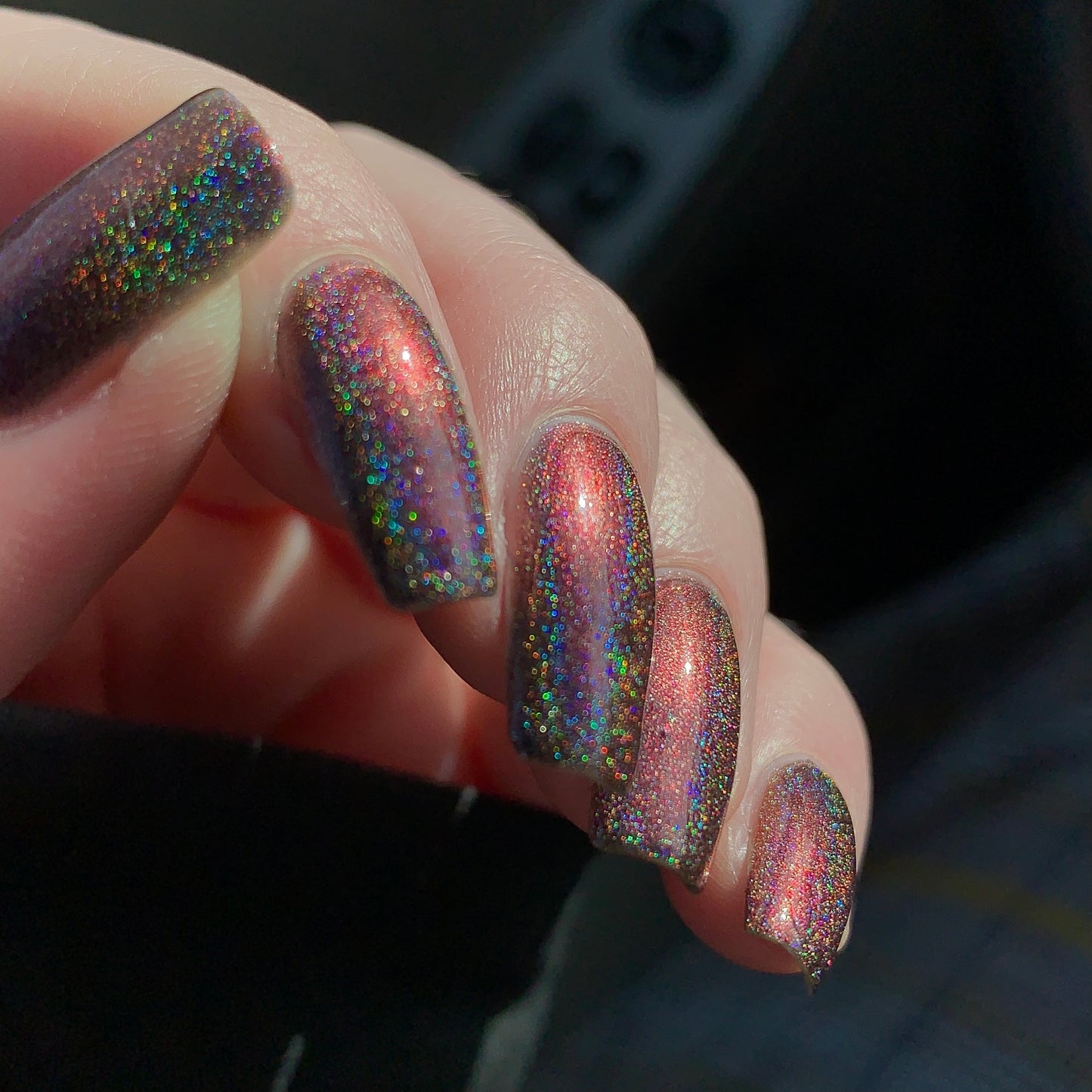 Change of Heart (holo) - Black Red Multichrome Polish - Dam Nail Polish