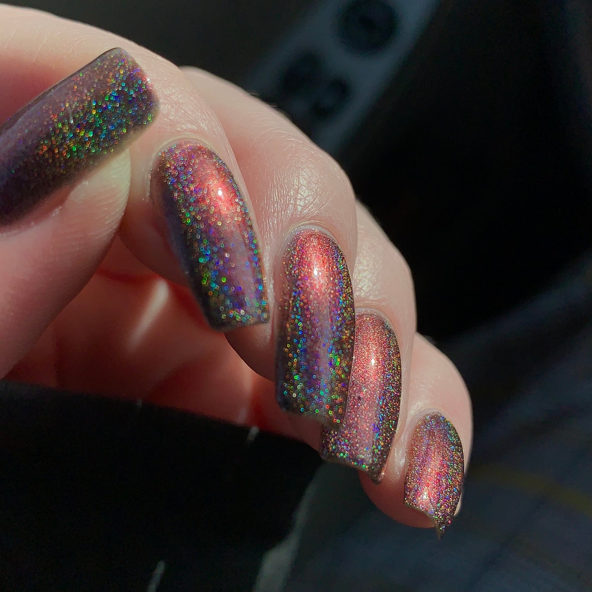 Change of Heart (holo) - Black Red Multichrome Polish - Dam Nail Polish