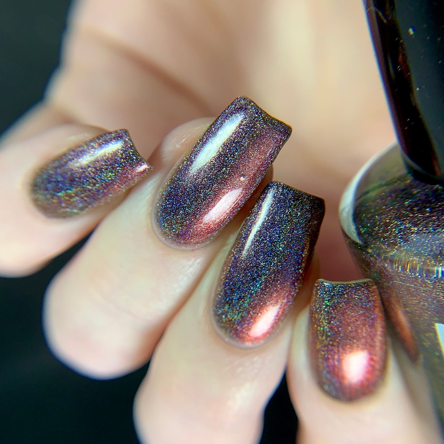 Change of Heart (holo) - Black Red Multichrome Polish - Dam Nail Polish