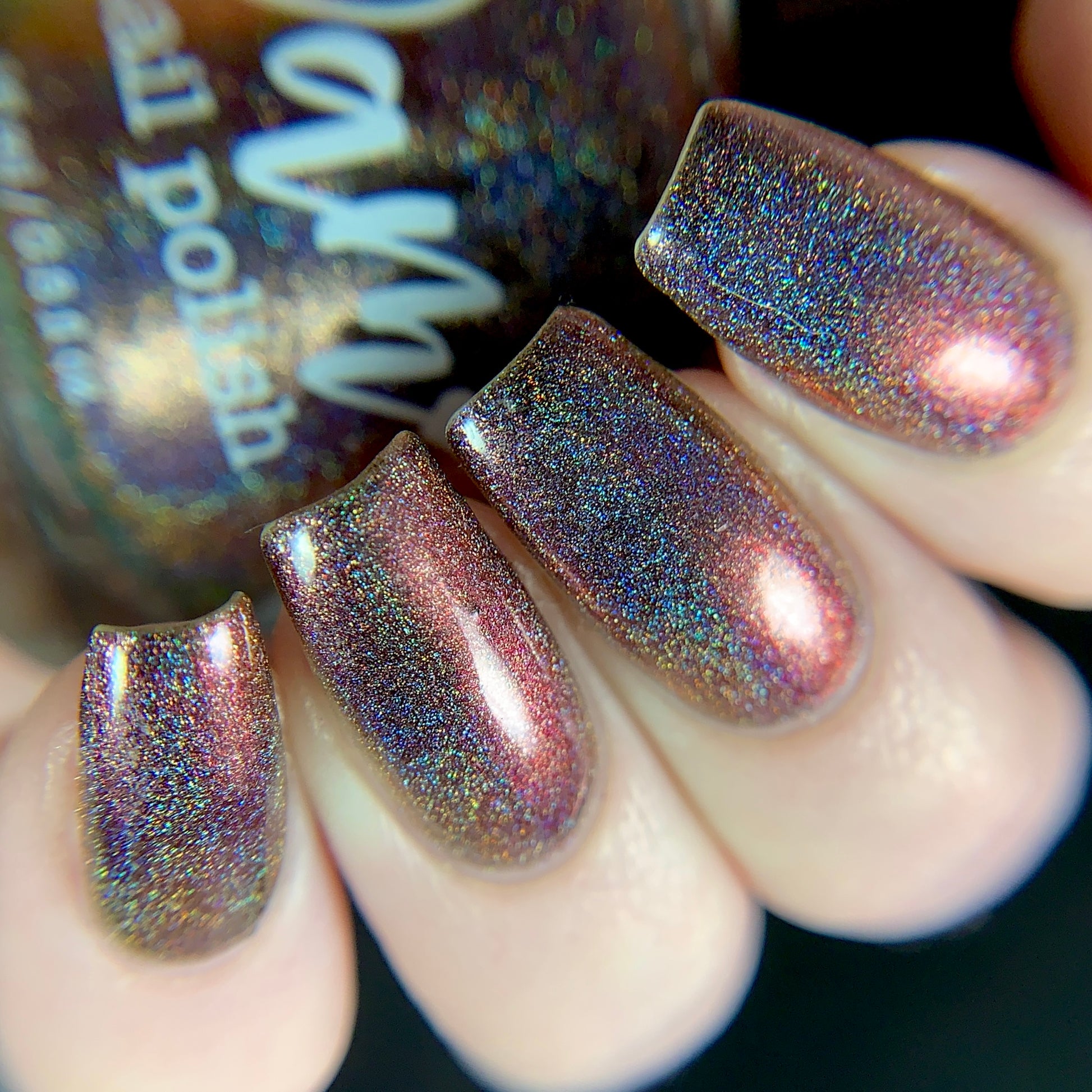 Change of Heart (holo) - Black Red Multichrome Polish - Dam Nail Polish