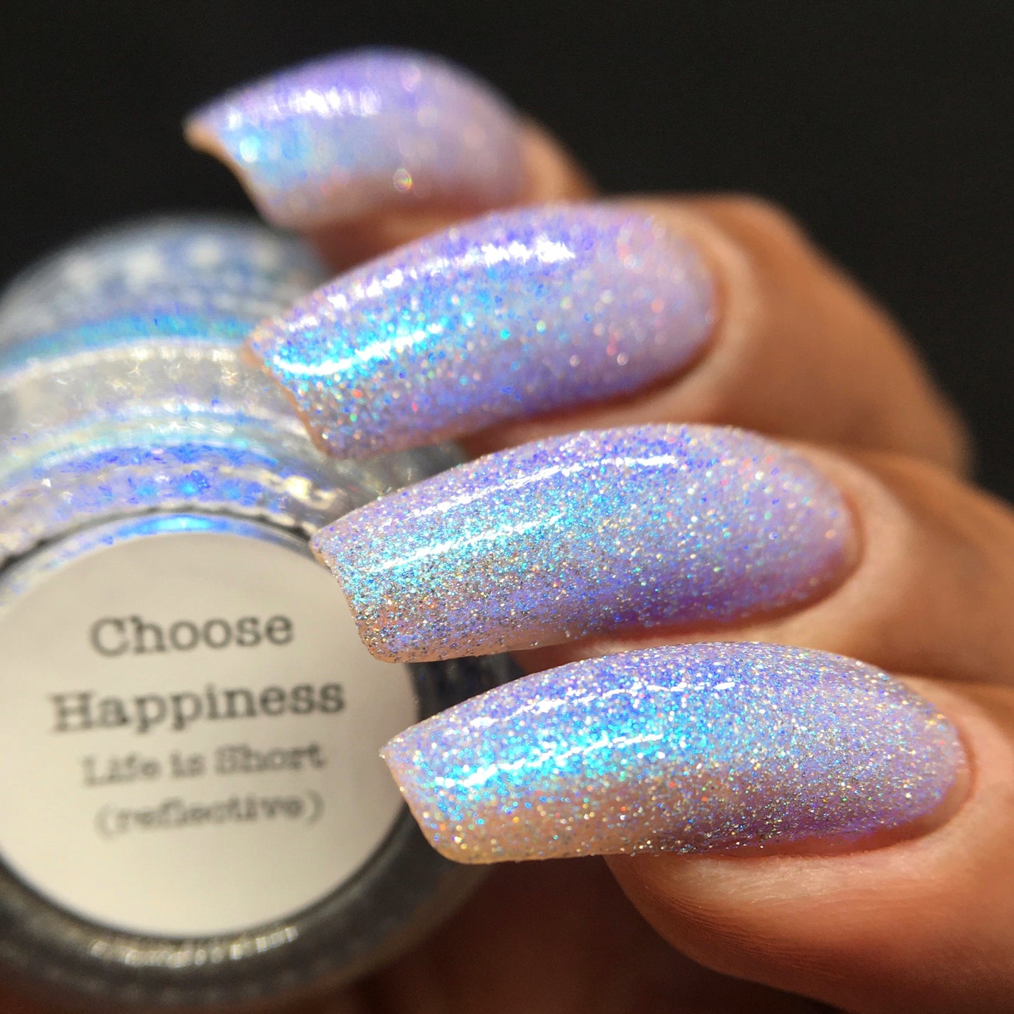 Choose Happiness - Teal Blue Shimmer - Silver Reflective Glitter Nail Polish - Life is Short Collection