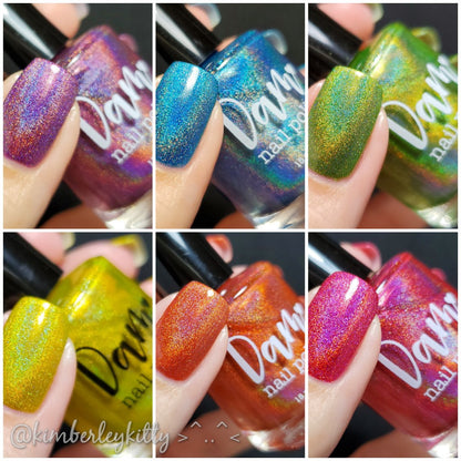 Seriously Rainbows - Set of Six Holographic Nail Polishes - Dam Nail Polish