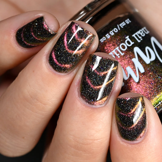 Quasar - Red/Gold/Bronze Magnetic Holographic Nail Polish - Astronomical Collection - Dam