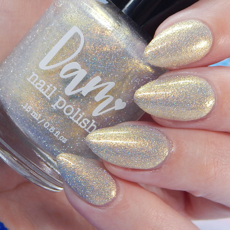 Take That Risk - Yellow Gold Shimmer - Silver Reflective Glitter Nail Polish - Life is Short Collection