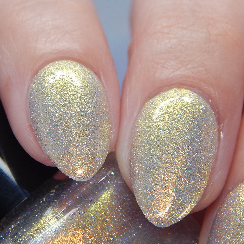 Take That Risk - Yellow Gold Shimmer - Silver Reflective Glitter Nail Polish - Life is Short Collection