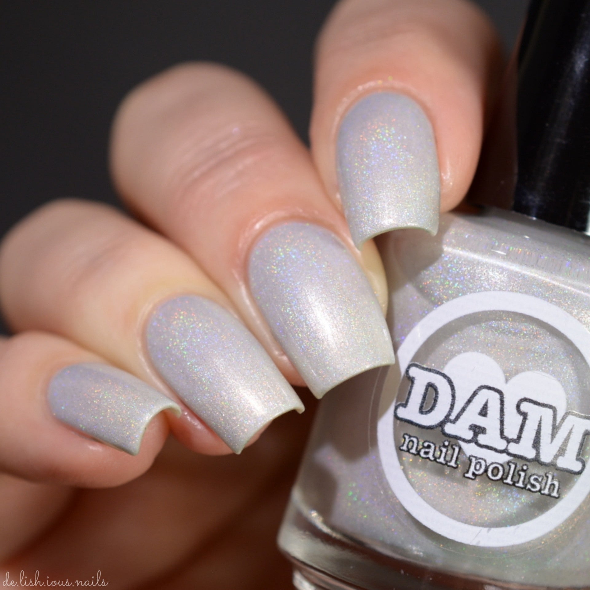Pearl - Pearl White Holographic Polish - Gemstone Collection Pt. 2 - Dam Nail Polish