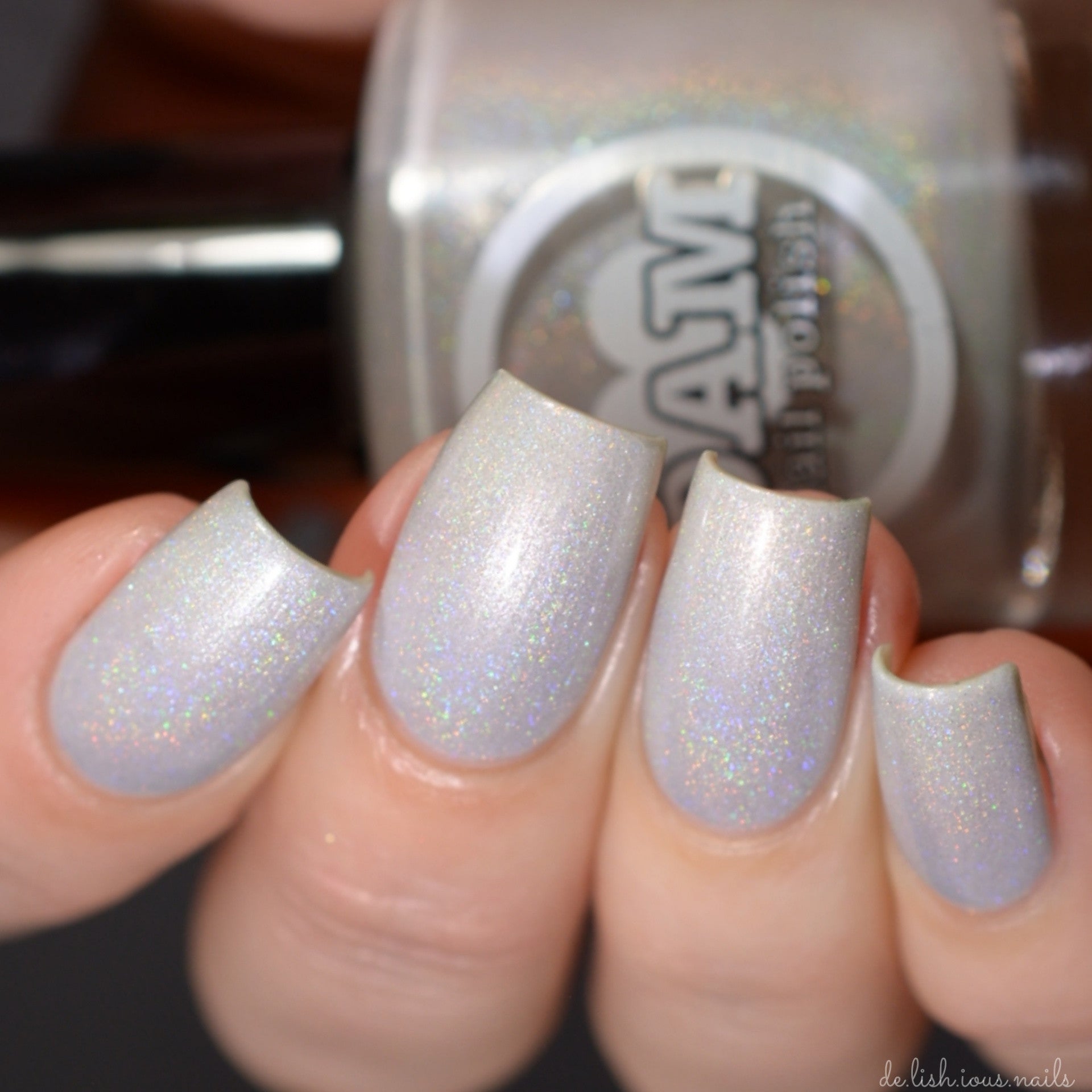 Pearl - Pearl White Holographic Polish - Gemstone Collection Pt. 2 - Dam Nail Polish