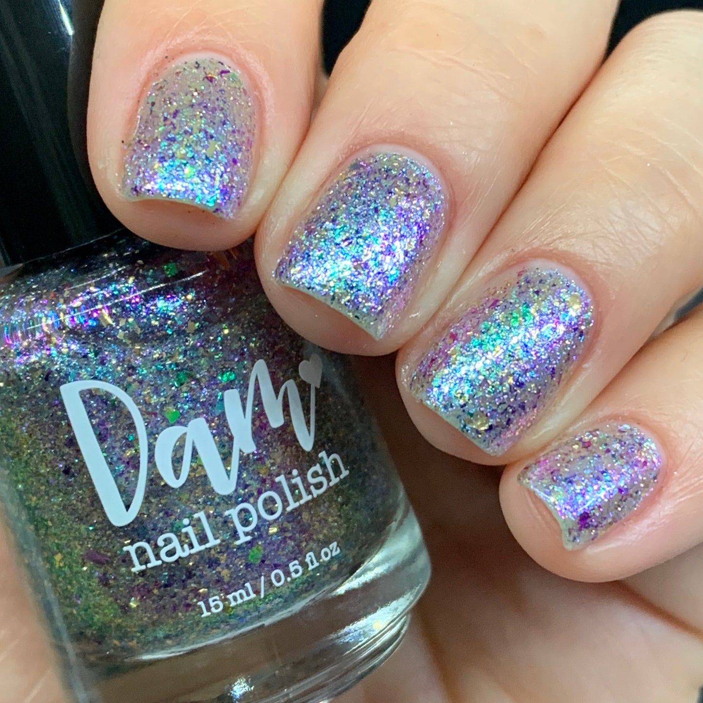 I ♥️ U 1,000 - Flakie Nail Polish - Facebook Fans Custom - Dam Nail Polish