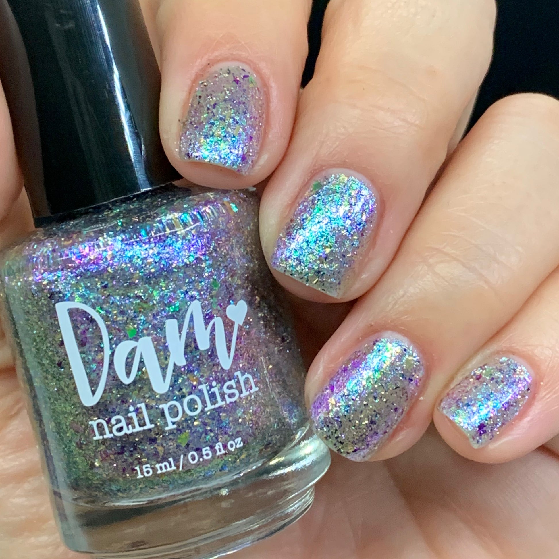 I ♥️ U 1,000 - Flakie Nail Polish - Facebook Fans Custom - Dam Nail Polish