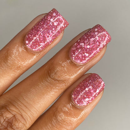 Serious Slumber - Pink Reflective Glitter Nail Polish - Hibernation Collection - Dam