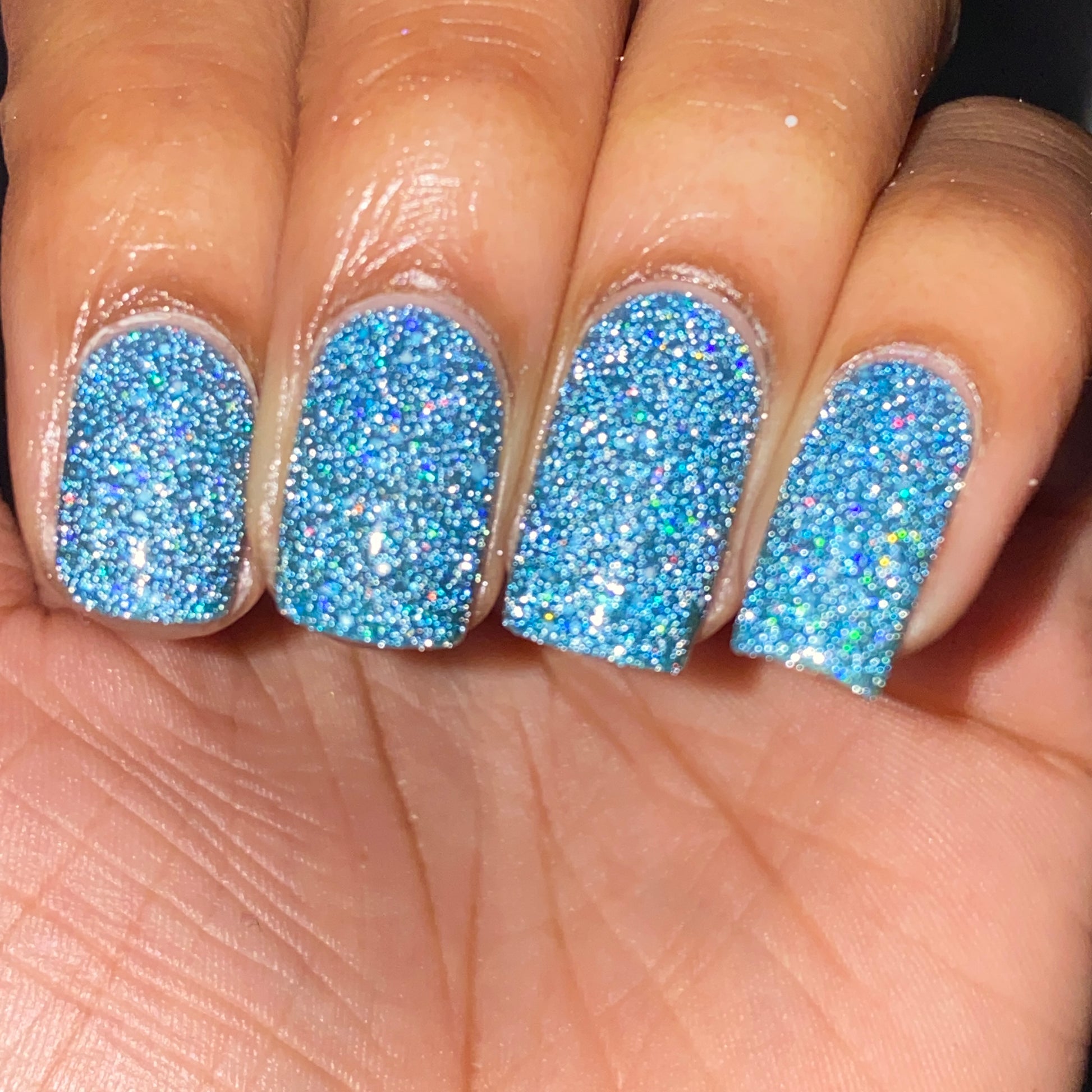 Blue Glitter  Long Baby Blue Glitter Nails