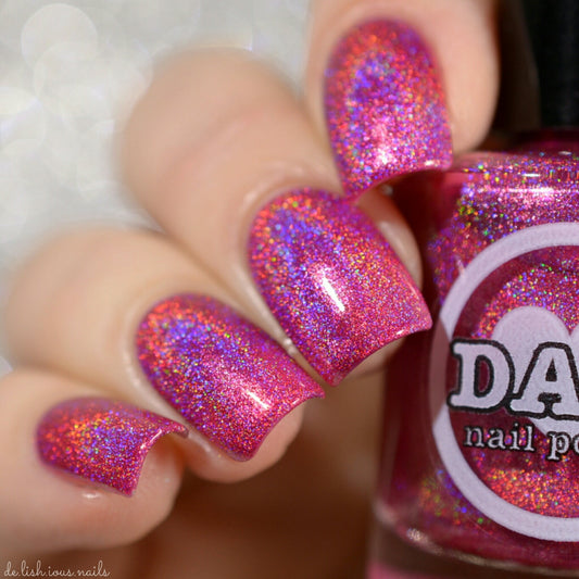 Garnet - Red Pink Holographic Polish - Gemstone Collection Pt. 1 - Dam Nail Polish