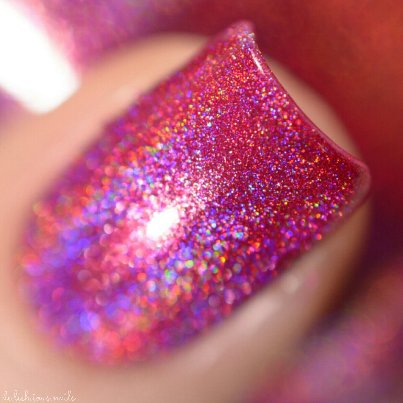Garnet - Red Pink Holographic Polish - Gemstone Collection Pt. 1 - Dam Nail Polish