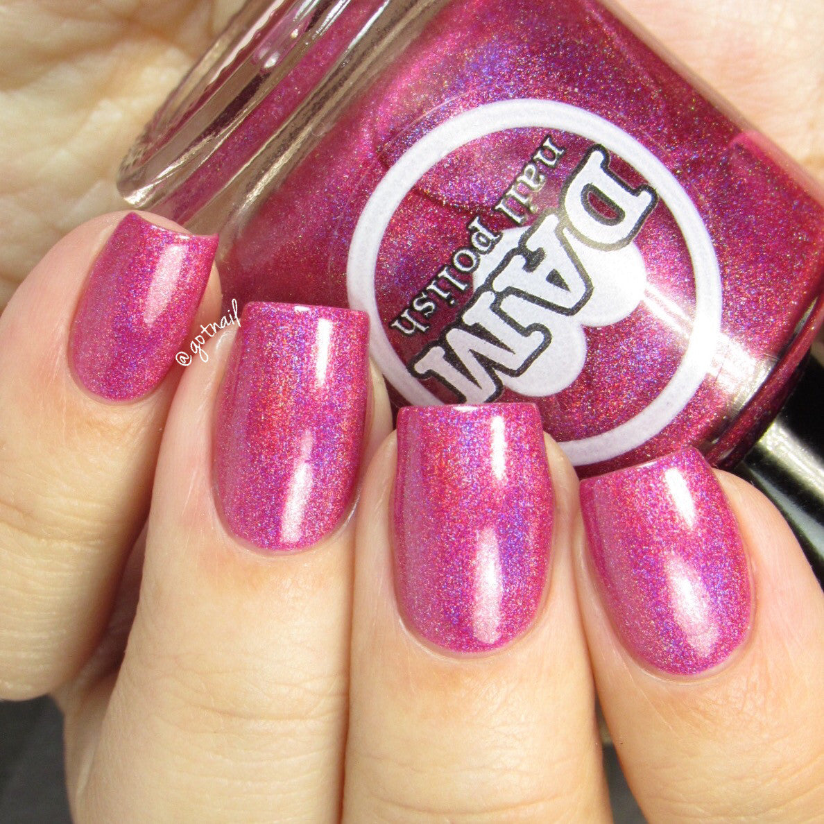 Garnet - Red Pink Holographic Polish - Gemstone Collection Pt. 1 - Dam Nail Polish