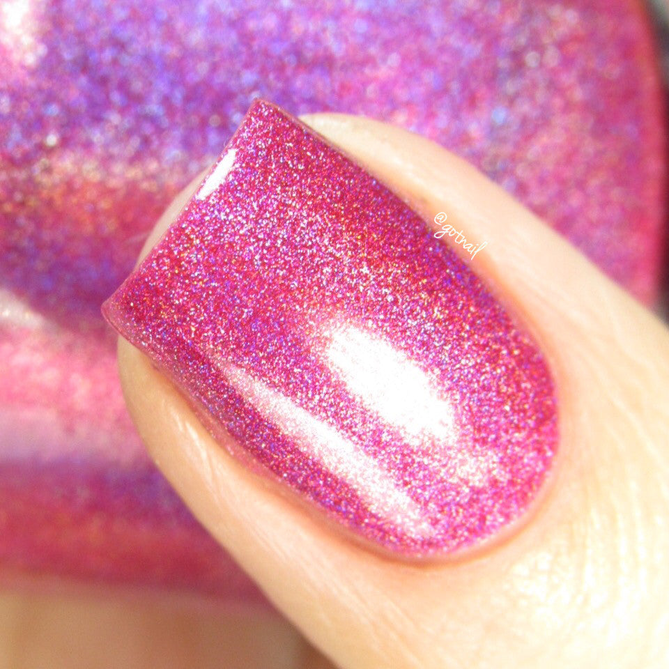 Garnet - Red Pink Holographic Polish - Gemstone Collection Pt. 1 - Dam Nail Polish