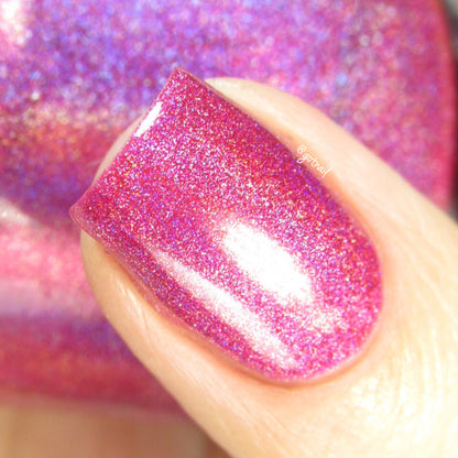 Garnet - Red Pink Holographic Polish - Gemstone Collection Pt. 1 - Dam Nail Polish