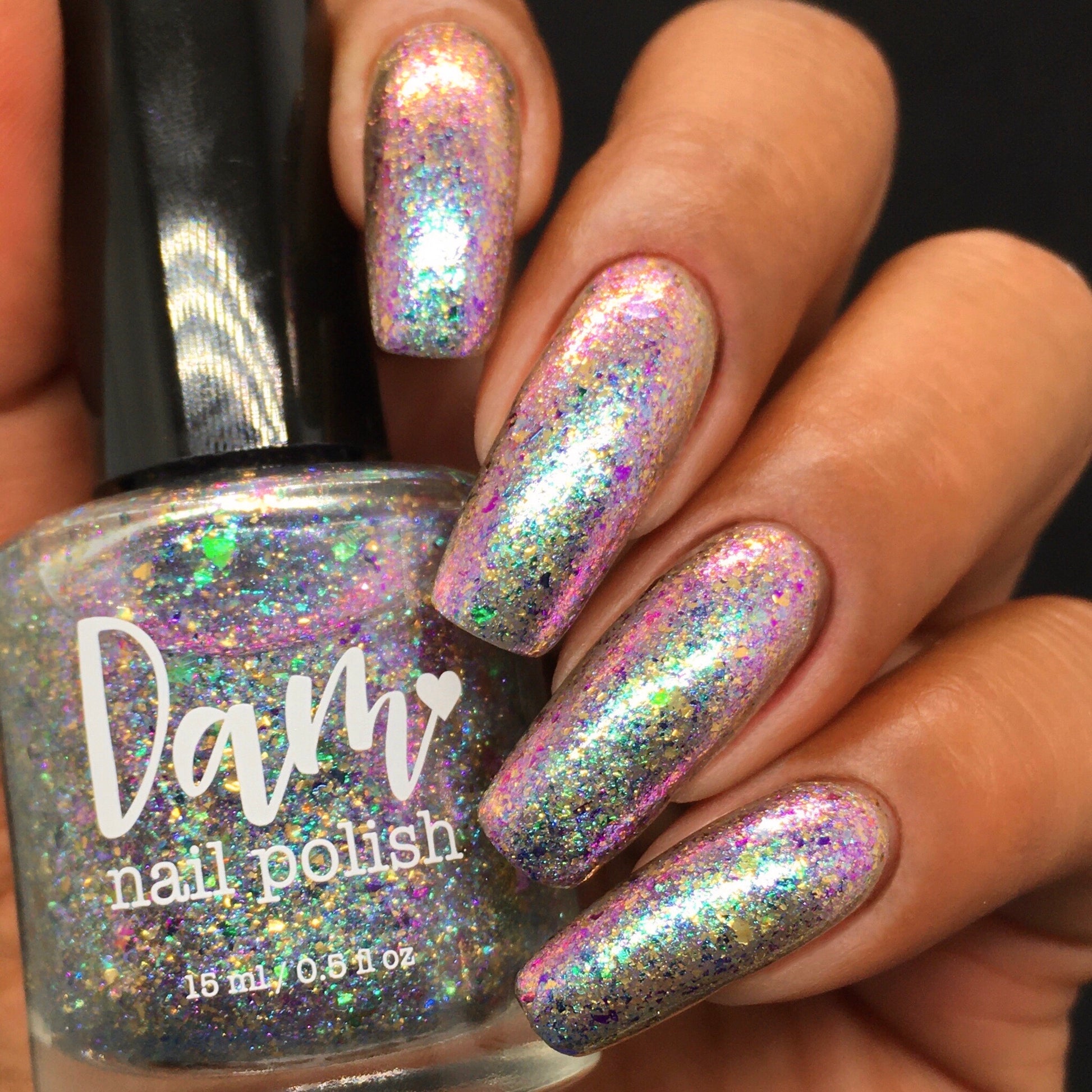 I ♥️ U 1,000 - Flakie Nail Polish - Facebook Fans Custom - Dam Nail Polish