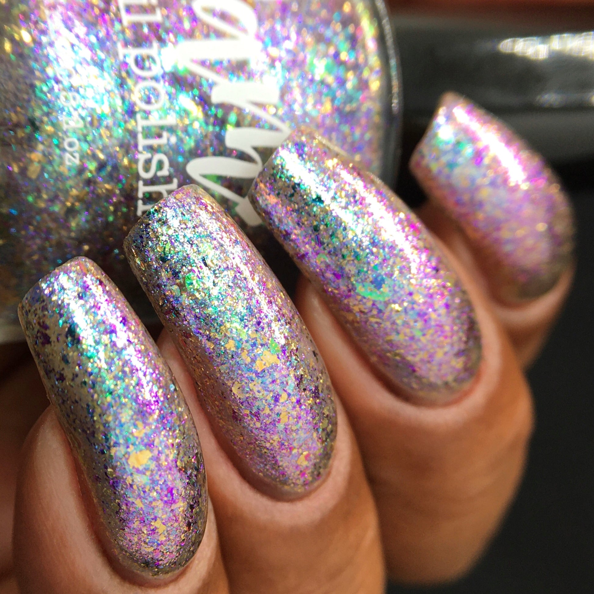 I ♥️ U 1,000 - Flakie Nail Polish - Facebook Fans Custom - Dam Nail Polish