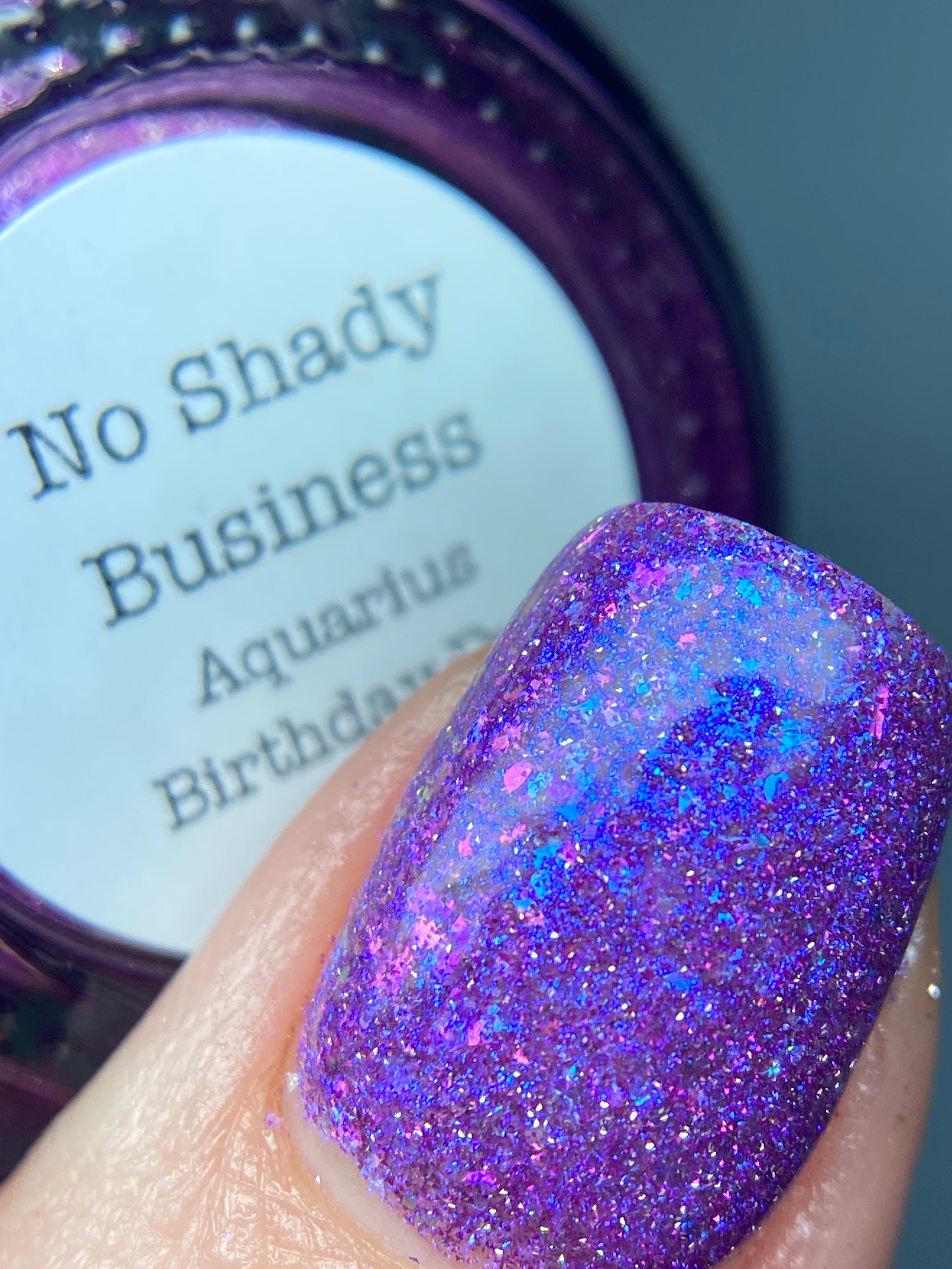 No Shady Business - Purple Flakie Nail Polish - Purple Reflective Nail Polish - Glitter Nail Polish - Aquarius Birthday Duo - Dam Nail Polish