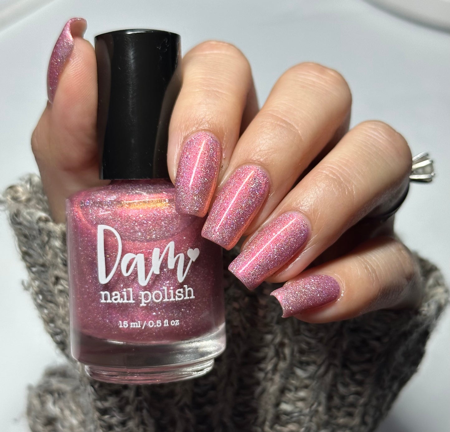 I Wear My ❤️ On My Nails - Pink Holo Nail Polish - Pink Shimmer Nail Polish - Valentine's Day Duo - Dam Nail Polish