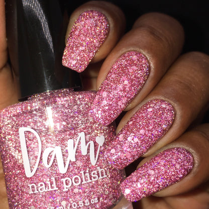 Serious Slumber - Pink Reflective Glitter Nail Polish - Hibernation Collection - Dam