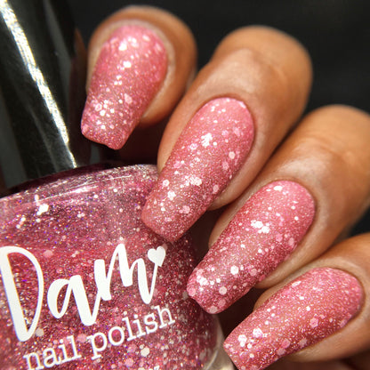 Serious Slumber - Pink Reflective Glitter Nail Polish - Hibernation Collection - Dam