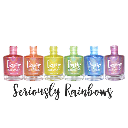 Seriously Rainbows - Set of Six Holographic Nail Polishes - Dam Nail Polish