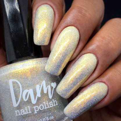 Take That Risk - Yellow Gold Shimmer - Silver Reflective Glitter Nail Polish - Life is Short Collection